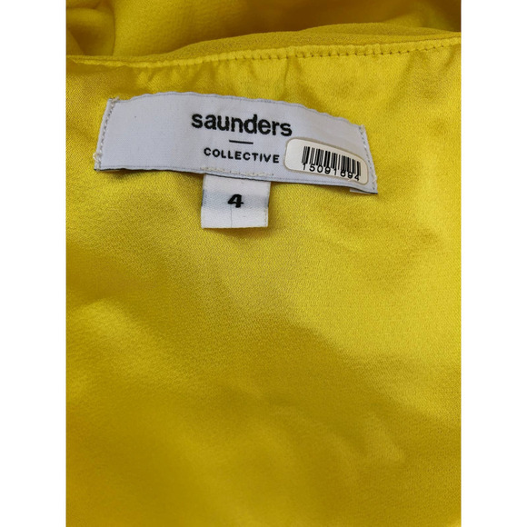 Saunders Collective Lara Dress Midi Side Slit Yellow  US 4 - Picture 12 of 15